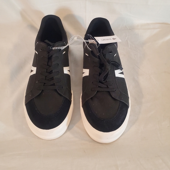 Lacoste Ortholite Men's Size 10.5 Black Canvas Suede Casual Shoes New with Tags - Picture 2 of 6